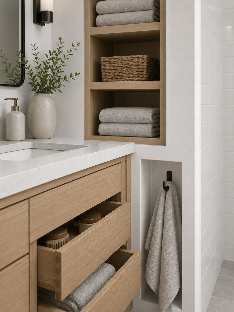 Modern gray and white bathroom with tile